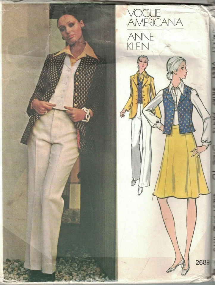 2689 UNCUT Vogue Sewing Pattern Misses Jacket Pants Skirt Vest Anne Klein OOP 10 - Image 1 of 2