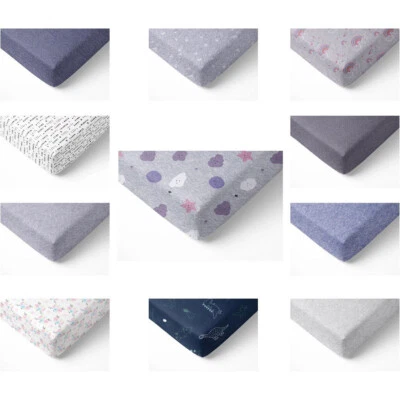 100% Jersey Cotton Cot Bed Fitted Sheet Mattress Cover (120x60cm & 140x70cm) - Image 1 of 4