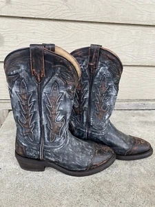 Women's 6 M Double H Sonara distressed look Western boots black, white, rust - Picture 1 of 7