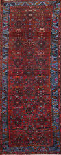 Vintage Geometric Hamedan Runner Rug 3x9 Wool Hand-knotted Traditional Carpet