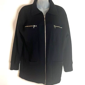 Andrea Jovine cardigan sweater Women's Size M Full Zip Black Wool Sweater - Picture 1 of 7