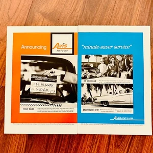 1960 Avis Rent A Car Vtg 2 Page Print Ad Minute Saver Service - Picture 1 of 4