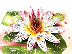 3D Pop Up Greeting Card Flower Floral Lotus Garden Mom Mother Birthday Valentine - Picture 1 of 10