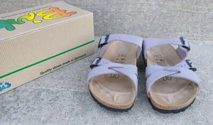BIRKENSTOCK BIRKIS NEPAL SANDALS BUFFALO Lilac Purple Straps 38 Size 7 W/ Box - Picture 1 of 7