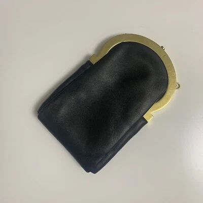 Salvatore Ferragamo Mini Evening Clutch Bag Purse Black Gold Pre Owned See Pics - Image 1 of 4