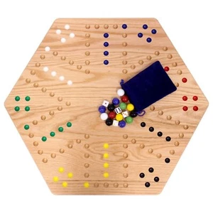 Großes Eichenholz handbemaltes 24" Verschlimmerung Brettspiel, doppelseitig - Bild 1 von 6
