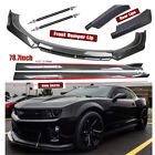 Front Rear Bumper Lip+78.7"Side Skirt Extension Carbon Fiber For Chevy Camaro
