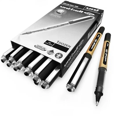 12 x Uni-Ball Eye UB-150-10 Broad Liquid Ink Rollerball Pens - 1.0mm - Black