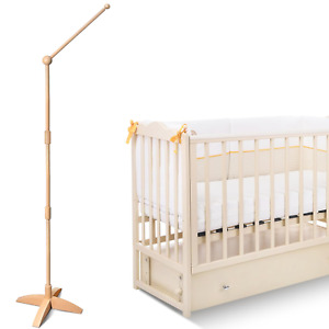 360° Adjustable Wooden Floor-Standing Crib Mobile Arm with Arched Anti-Tilt Base