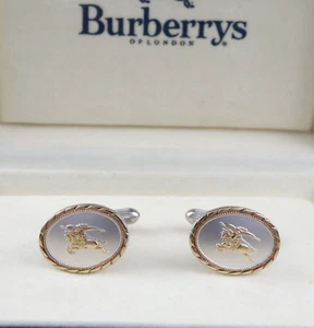 Burberrys Oval Cufflinks Pegasus 14K Gold Filled Sterling Silver 925 w/Case - Picture 1 of 11