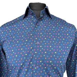 HAWES AND CURTIS Shirt Mens MEDIUM (40") Long Sleeve Blue Patterned - Picture 1 of 11