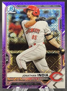 2021 Bowman Chrome Mega Jonathan India PURPLE MOJO REFRACTOR /250 - Picture 1 of 2