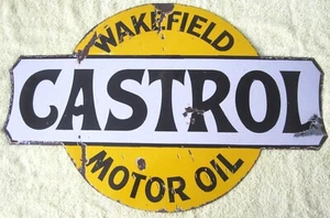CASTROL WAKEFIELD MOTOR OIL PORCELAIN ENAMEL DIE-CUT SIGN ORIGINAL AUTHENTIC - Picture 1 of 15