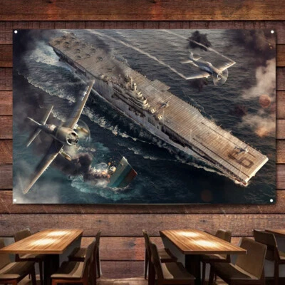 USS Essex Aircraft Carrier Prints Artwork Flag Battleship Military Art Poster - Image 1 of 4