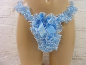 sissy frilly lace panties tanga g string mens lingerie thong knickers all sizes - Picture 1 of 3
