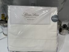 Sferra Bros 200TC King Sheet Set Solid 100% Cotton/Sateen Ivory . Brand New!