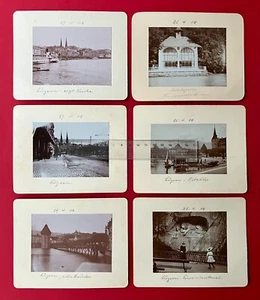 6 x altes Foto LUZERN in der Schweiz 1908 Holzbrücke, Strassenpartie ( 133550 - Bild 1 von 2