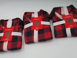 3 Sets Kids Pajamas Red & Black Buffalo Check Flannel Pajamas Set Size 5 Kids - Picture 1 of 14