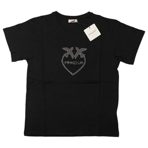 Pinko Up Maglia donna maniche corte T-shirt cotone nero logo taglia M strass - Foto 1 di 12