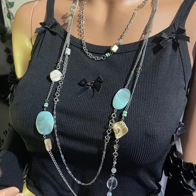 Collar de cuentas Premier Designs multihilo azul y bronce Foto 1 de 3