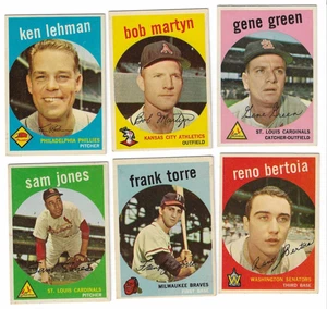 1959 Topps Baseball Lot (6) # 65 75 84 37 31 41 Bertoia Torre Jones EX/EX+ - Picture 1 of 2