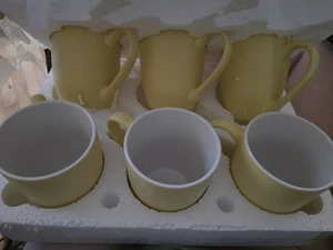 Porcelain Coffee Mugs Set of 6, 12 Ounce Ceramic Coffee Mug, Yellow Cups New - Picture 1 of 2
