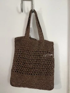 Old Navy Stroh-Papier Häkeltasche Strandtasche schwarz Neu mit Etikett - Bild 1 von 5