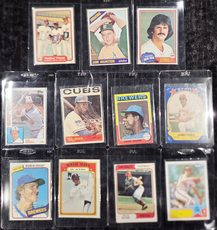 Лот винтажных карт MLB - Хэнк Аарон, Вилли Мэйс, Пит Роуз, Кэл Рипкен младший - Изображение 1 из 4