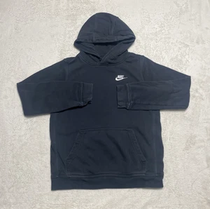 Nike Sportswear Hoodie Boys Girls Black Long Sleeve Embroidered Logo Sweatshirt - Picture 1 of 8