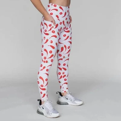 Leggings al tobillo Feed Me Fight Me para mujer talla XL compresión estampado chile pimienta Foto 1 de 4