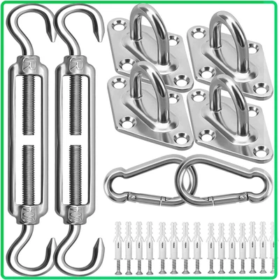 Sun Shade Sail Fixing Kit - Heavy Duty M6 Hardware, Adjustable Silver M6-40 - Image 1 of 4