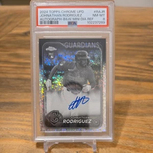 2024 Topps Chrome Johnathan Rodriguez RC Auto Black & White Mini Diamond PSA 8 - Picture 1 of 2