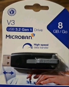 New! Sealed! USB 3.2 Gen1 Verbatim Microban 8GB Flash Drives #49171 - Picture 1 of 3