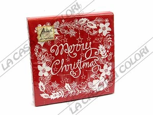 AMBIENTE - TOVAGLIOLI LUNCH - MERRY CHRISTMAS RED - 33x33cm - CONFEZIONE 20 PZ - Picture 1 of 1