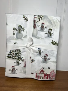 Pottery Barn Snowman Organic Percale Sheet Set CAL KING NWT - Picture 1 of 1