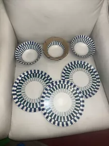 habitat striped plates bowls set BNWOT stonewear dinner set 3 bowls 3 side plate - Picture 1 of 8