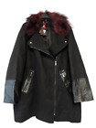 So Fabulous Breasted Contrast Coat Black/Burgundy Size UK 26 DH100 KK 06