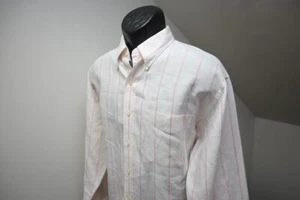 Jos A Bank 100% Linen Button Up Dress Shirt Striped Long Sleeve Mens Sz Large - Picture 1 of 7