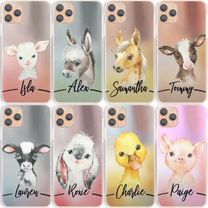 Personalised Initial Phone Case;Pig/Horse/Duck Hard Cover For Samsung S Range - Picture 1 of 19