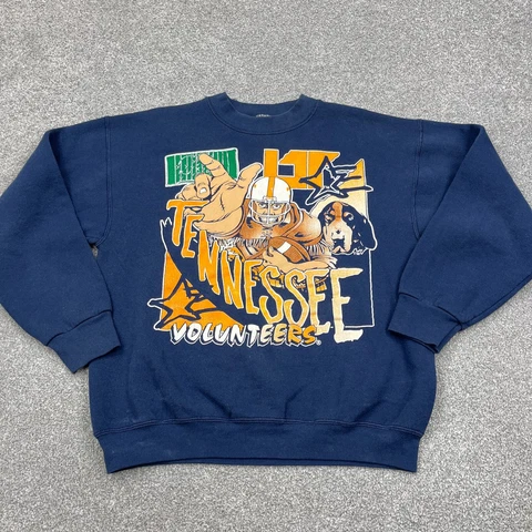 Vintage Tennessee Volunteers Sweatshirt Men Large Blue Crew Neck Sweater Vols Cover
