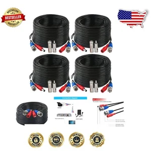 150ft BNC Video Power Cable Set - 4 Pack for Home & Business Security Cameras - Picture 1 of 9