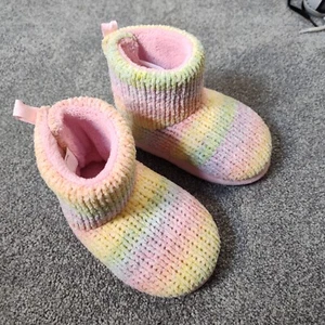 Wonder Nation Infant Baby Girl Slipper Booties Pastel Rainbow Multiple Size 6 - Picture 1 of 11