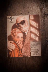 INVISIBLE MAN 🎬 UNIVERSAL Spanish Herald Original Movie Poster 1933 - Picture 1 of 9
