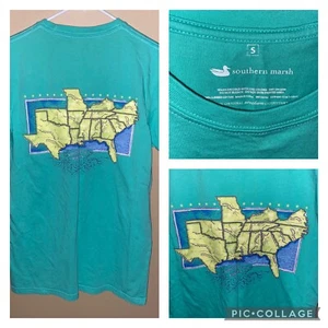 Southern Marsh Graphic Shirt w/ Pocket Turquoise Men's S Short Sleeve Routes Map - Picture 1 of 8