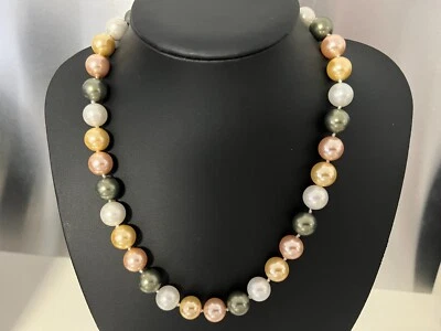 Muschelkernperlen Collier Kette multi Länge 50 cm ! Magnet ! Perlen 12 mm 122 - Bild 1 von 2
