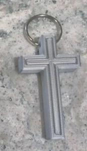 Cross Keychain Silver 3D Printed Religious - Picture 1 of 2