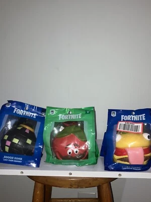 Lot Of 3 Fortnite Loot Foam Squishy Toys Tomatohead Durrr Burger Boogie Bomb - Image 1 of 4