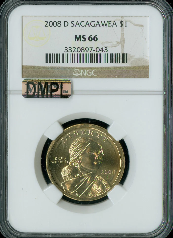 2008 D SACAGAWEA DOLLAR NGC MS66 MAC DMPL BUSINESS STRIKE . - Image 1 of 1