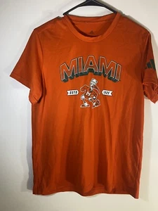 Adidas Miami Hurricanes T-Shirt Kids Large Orange College Sports Football - Picture 1 of 5