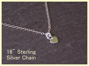 Gorgeous Solid 925 Sterling Silver Tiny Heart Pendant Necklace 16" Chain - Picture 1 of 1